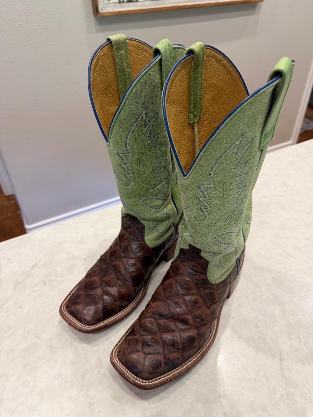 Green and Brown Men’s Exotic Leather Western Boot